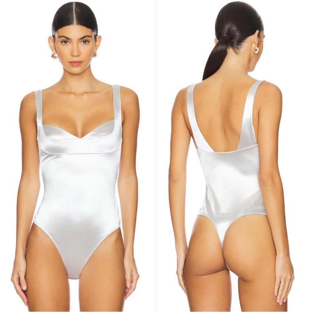 Free People Silver Sleeveless Bustier Bodysuit